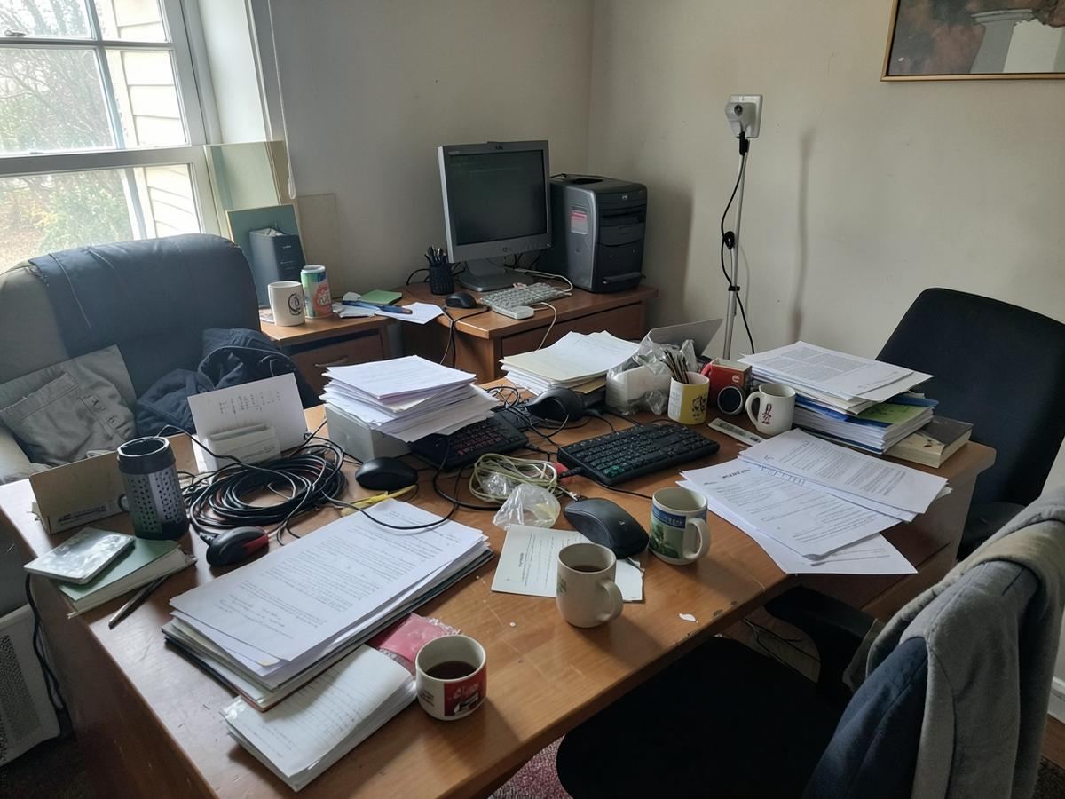 Bureau encombré avant réorganisation